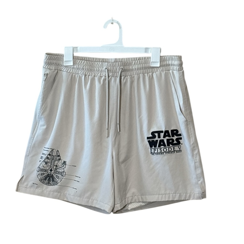 Star Wars Men's Beige Athletic Shorts,embroidered letters,size L - Picture 3 of 10